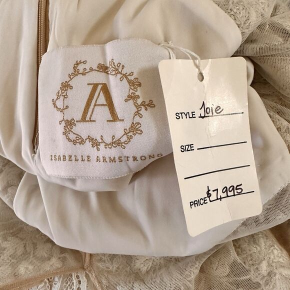 Isabelle Armstrong Joey Trumpet Wedding Gown size 4?  Beading Lace Deep V - Picture 14 of 16